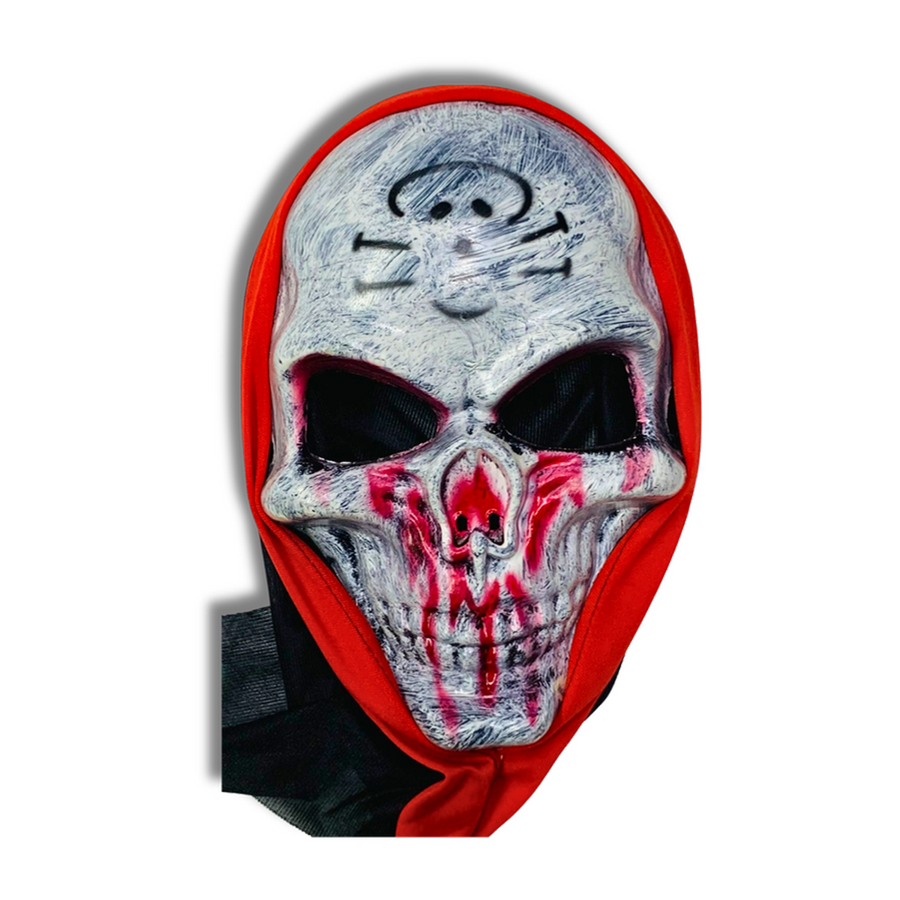 Máscara de calavera con capucha roja Ref MSC14